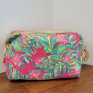 Lilly Pulitzer Pink and Green Floral Cosmetic Bag